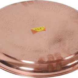 shivshakti arts Handmade Pure Copper Plate Middle Sized Hammered Deisgned Thali Dish Dinner Plate image 3