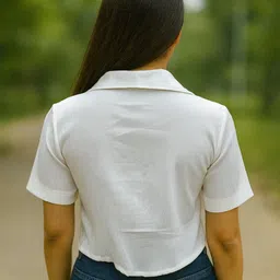 veeroli Women Regular Fit Solid Curved Collar Casual Shirt image 2