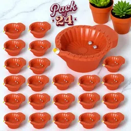 kidswise Water Sensor Reusable Led Diyas for Home Decor,Festivals Decoration Diwali Light Plastic (Pack of 24) Table Diya image 1