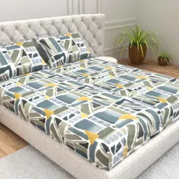 Floral 210 TC Microfiber Double Bedsheet with 2 Pillow Covers-image-28