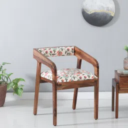 woodsworth from pepperfry Carden Sheesham Wood Arm Chair with Back Cushion in Scratch Resistant Rustic Teak Finish image 1
