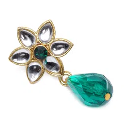 Zaveri Pearls Green & White Meenakari Multistrand Pearl Choker Jewellery Set image 3