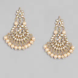 ASMITTA JEWELLERY Women Gold-Toned Kundan Pearl Studded Necklace Set with Maang Tika image 3