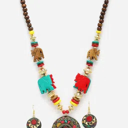 Shining Diva Gold-Plated Artificial Beads Jewellery Set image 3