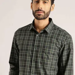 Indian Terrain Chiseled Checked Slim Fit Spread Collar Cotton Casual Shirt image 5