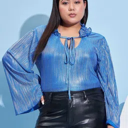 Athena Ample Tie-Up Neck Pleated Top image 1