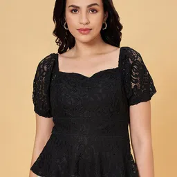 Honey by Pantaloons Self Design Sweetheart Neck Top-picture-24