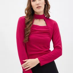 Kibo Choker Neck Ruched Top image 1