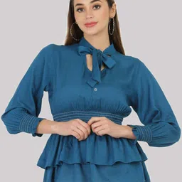 SAAKAA Tie-Up Neck Chiched Waist Top image 1