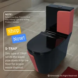 aimniwell international Premium Western Commode | Water saving technology| High Grade Ceramic| Soft Seat |One Piece Bathroom Commode |S Trap AI1020 Western Commode image 5