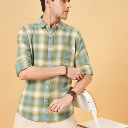 Urban Ranger by pantaloons Men Slim Fit Tartan Checks Opaque Checked Casual Shirt-image-11