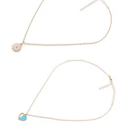 Zaveri Pearls Set Of 2 Gold-Toned & White Gold-Plated Chains image 3