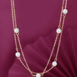 Carlton London Gold-Toned & White Brass Gold-Plated Layered Necklace-picture-37