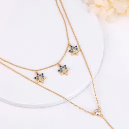 GIVA Sterling Silver Gold-Plated Star Studded Layered Necklace-picture-39