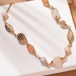 ToniQ Gold-Toned & Orange Gold-Plated Handcrafted Necklace-picture-38