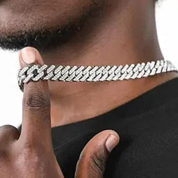 Designs & You Men Silver-Plated American Diamond-Studded Necklace image 3