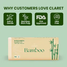 claret Bamboo Multi-Fold Tissues - 125 Sheets | 1-Ply, 21x21cm | Pack of 12 Brown Paper Napkins image 2