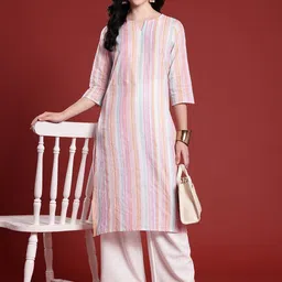 anouk Women Striped Pure Cotton Straight Kurta-picture-10