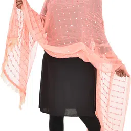 youthquake Chiffon Embellished Peach Women Dupatta image 5