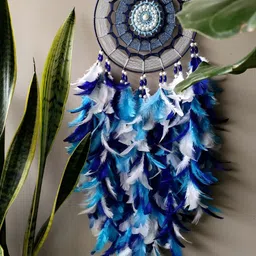UVID ART AND CRAFT SUPPLIES Blue & White Feather Dream-Catcher-picture-24