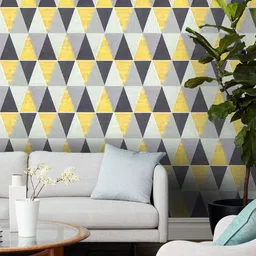 Jaamso Royals Yellow & Grey Triangle Self-adhesive and waterproof wallpaper-image-51