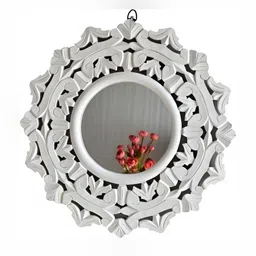 VAS collection home Grey Self Designed Round Shaped Wood Wall Decor Plate-picture-40