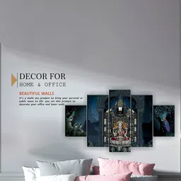 SAF Blue Set of 5 Tirupati balaji Painting Wall Art-picture-33