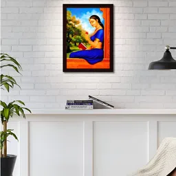 Tamatina Blue & Brown Printed Wooden Framed Wall Art-image-27