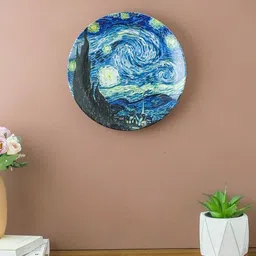 The Decor Mart Blue Van Gogh Printed Ceramic Wall Plate-image-62