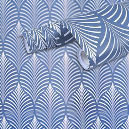 Jaamso Royals Blue & White Abstract Printed Self-Adhesive Wallpaper-picture-2