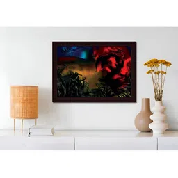 Tamatina Black & Red Cotton Canvas Landscape With Steer Wall Art-picture-15