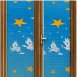 Jaamso Royals White & Blue Printed Self-Adhesive Waterproof Window Sticker-image-60