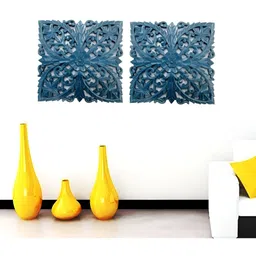 VAS collection home Blue 2 Pieces Textured Wooden Wall Decor-picture-21