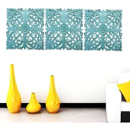 VAS collection home Blue 3 Pieces Textured Wooden Wall Hangings-image-54