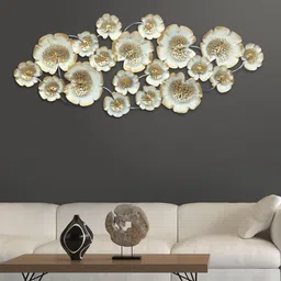 Aapno Rajasthan White & Gold Toned Floral Metal Wall Decor-image-39