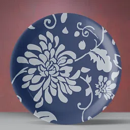 nestroots Blue & White Floral Printed Wall Plate-picture-32