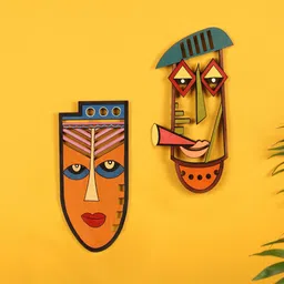 AAKRITI ART CREATIONS Set Of 2 Brown & Orange Bonnie & Clyde Wall Decor-picture-20