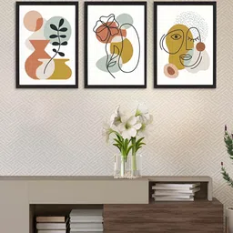 Giftii 3- Pcs White & Grey Wooden Wall Frame Decor image 3