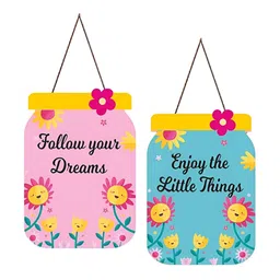 Kaameri Bazaar 2 Pieces Pink & Blue Follow Your Dreams Quote Wall Hanging image 2