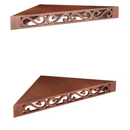 Home Sparkle Set Of 2 Brown Wooden Corner Shelf with Hidden Brackets image 3