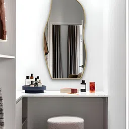 THE HANDMADE FLAIR Beige Abstract Shaped Wall Mirror image 2