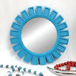 VAS collection home Blue Textured Wooden Wall Decor Plate-picture-36