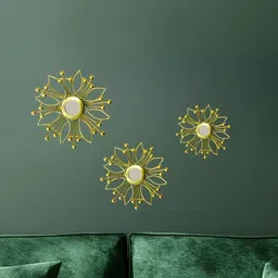 Garden Deco 3 Pieces Beige Flower-Design Metal Wall Hangings-picture-6