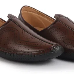 fausto Perforated Ethnic Round Toe Jutti for Wedding|Flexible Rubber Sole|Pathani Kurta Mojaris For Men image 1