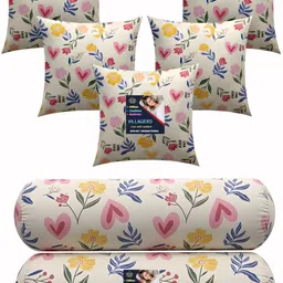 villagers Microfibre Bolster Pack of 7 Floral 5 Cushion and 2 Bolster-picture-33