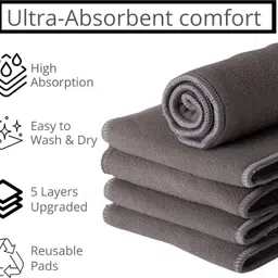 wahhson Bamboo Fibre Charcoal Reusable Diaper Inserts for Newborn Baby,Premium 5 Layers image 2
