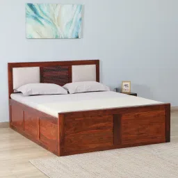 woodsworth from pepperfry Richmond Sheesham Wood Queen Size Bed In Honey Oak Finish With Box Storage image 1