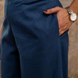koora Women Relaxed Dark Blue Cotton Blend Trousers image 5