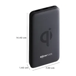 Boompods Powerboom Qi 10000 mAh Fast Charging Power Bank (1 Micro USB Type B, 1 Type C & 2 Type A Ports, Wireless Charging, Black) image 2