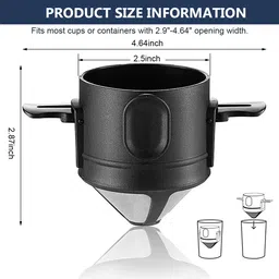 elephantboat Reusable Stainless Steel Coffee Cone Double Mesh Filter Indian Coffee Filter image 2
